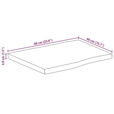 vidaXL Bordplate 60x40x3,8 cm naturlig kant heltre mango