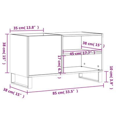 vidaXL Hifi-benk høyglans hvit 85x38x48 cm konstruert tre