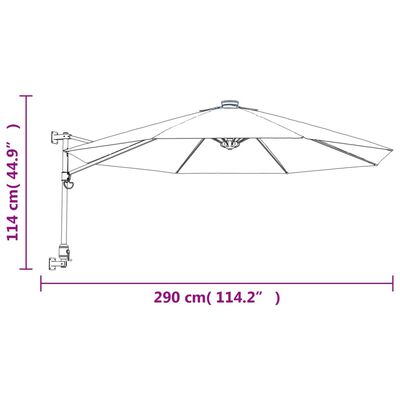 vidaXL Veggmontert parasoll med LED eplegrønn 290 cm