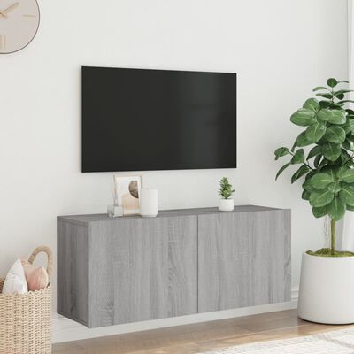 vidaXL Veggmontert TV-benk grå sonoma 100x30x41 cm