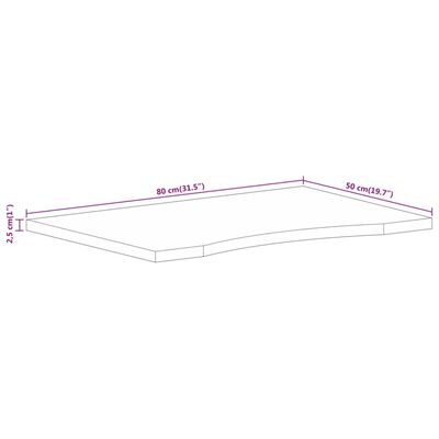 vidaXL Skrivebordsplate med kurve 80x50x2,5 cm heltre grovt mangotre