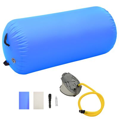 vidaXL Oppblåsbar gymnastikkrull med pumpe 120x75 cm PVC blå