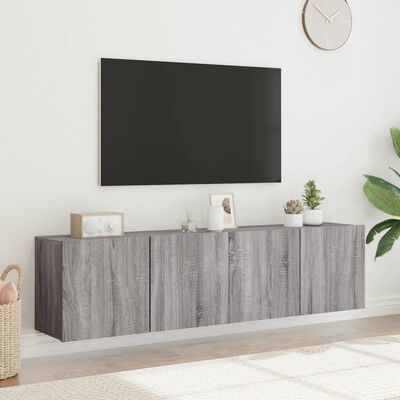 vidaXL Veggmonterte TV-benker 2 stk grå sonoma 80x30x41 cm