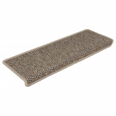 vidaXL Selvklebende trappematter sisal 15 stk 65x21x4 cm mørk beige