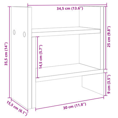 vidaXL Hylle til skrivebord svart 34,5x15,5x35,5 cm konstruert tre