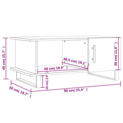 vidaXL Salongbord høyglans hvit 90x50x40 cm konstruert tre