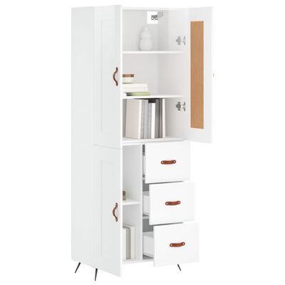 vidaXL Highboard høyglans hvit 69,5x34x180 cm konstruert tre