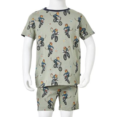 Pyjamas for barn med korte ermer lysekaki 104