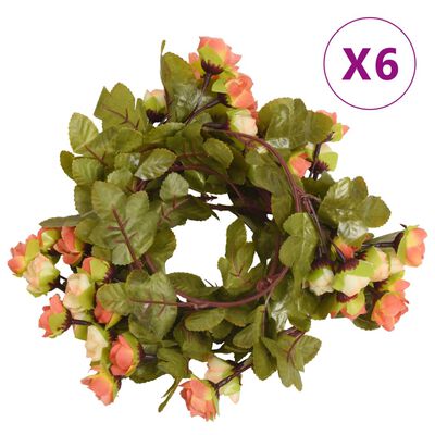 vidaXL Blomsterkranser for jul 6 stk solnedgangrød 215 cm