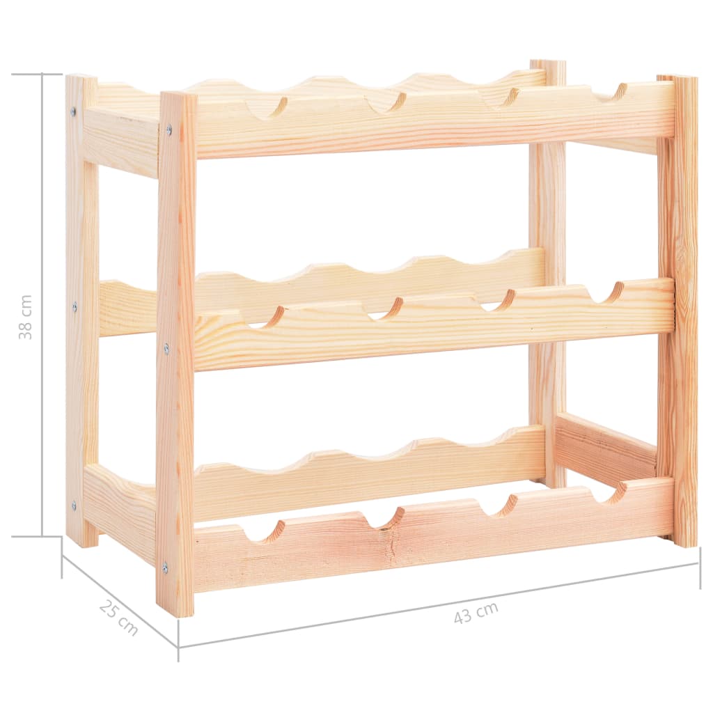 vidaXL Vinstativ for 12 flasker furu