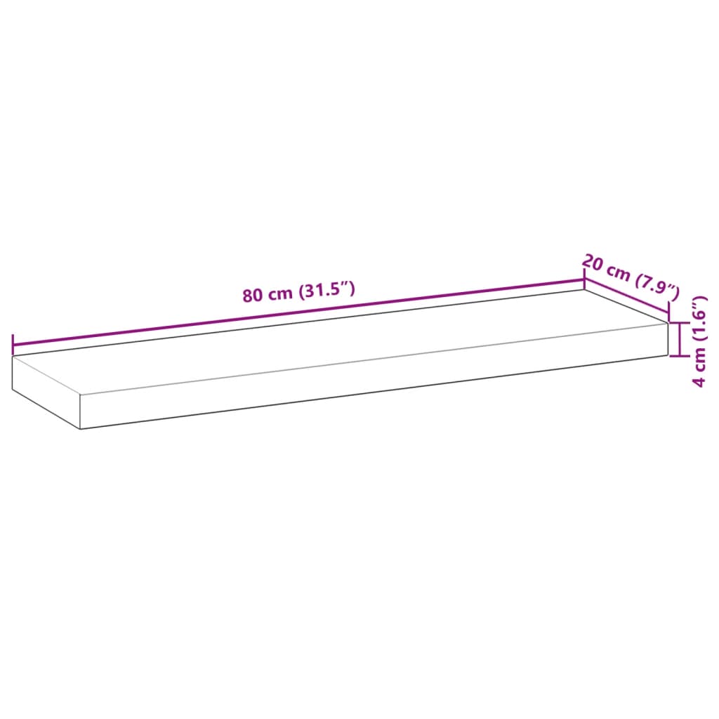 vidaXL Bordplate 80x20x4 cm rektangulær heltre akasie