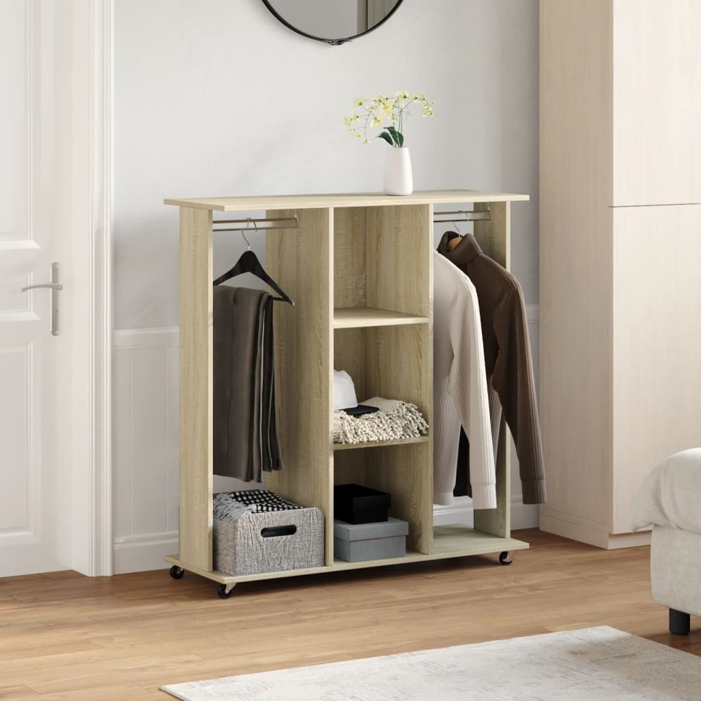 vidaXL Garderobe med hjul sonoma eik 102x38x110 cm konstruert tre