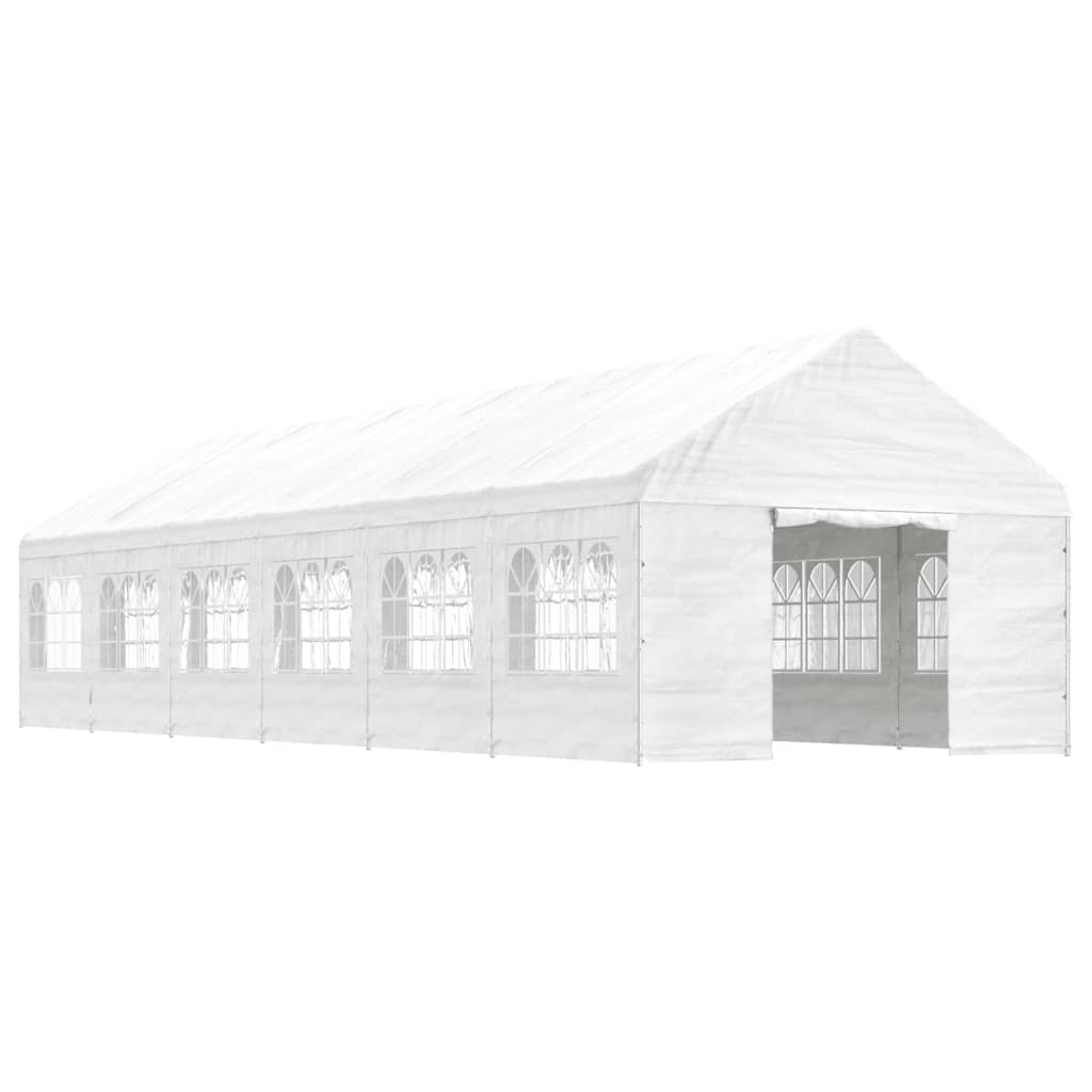 vidaXL Paviljong med tak hvit 13,38x4,08x3,22 m polyetylen