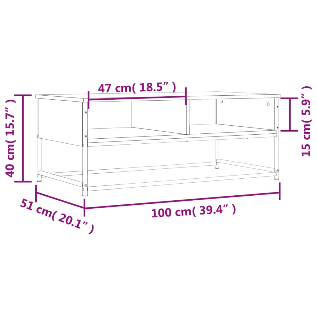 vidaXL Salongbord sonoma eik 100x51x40 cm konstruert tre