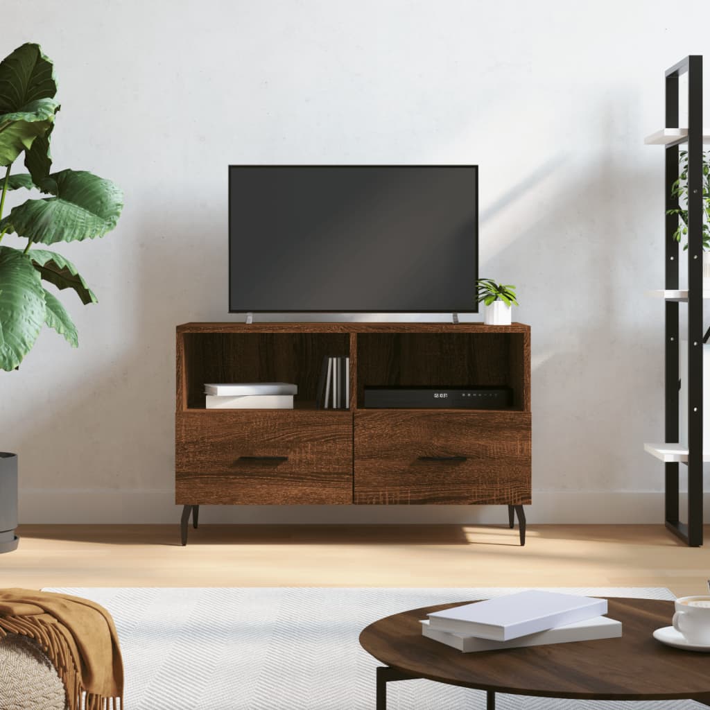 vidaXL TV-benk brun eik 80x36x50 cm konstruert tre