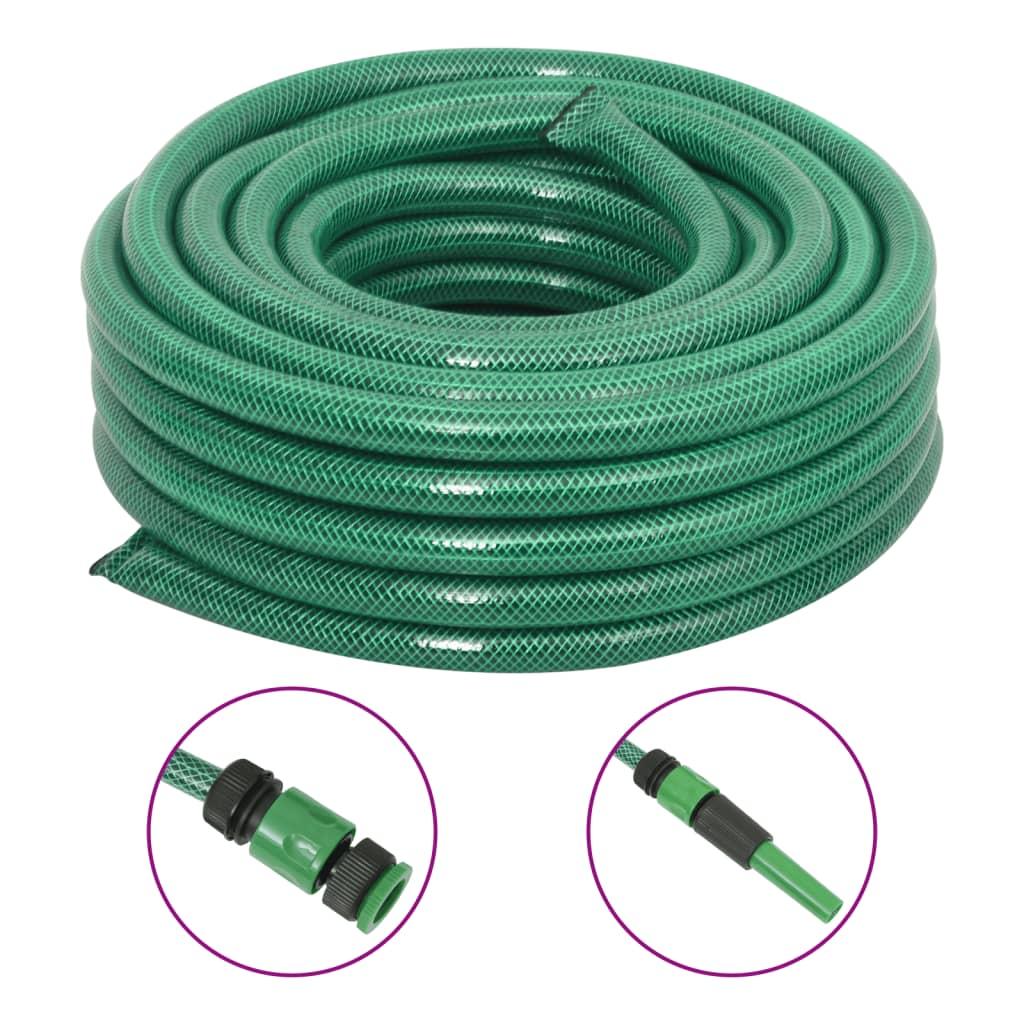 vidaXL Hageslange med monteringssett grønn 0,75" 10 m PVC