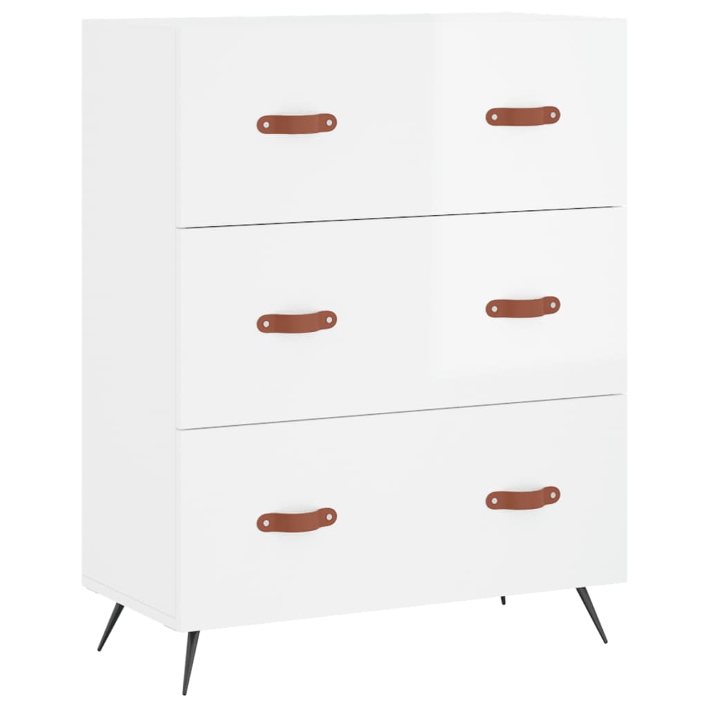 vidaXL Highboard høyglans hvit 69,5x34x180 cm konstruert tre