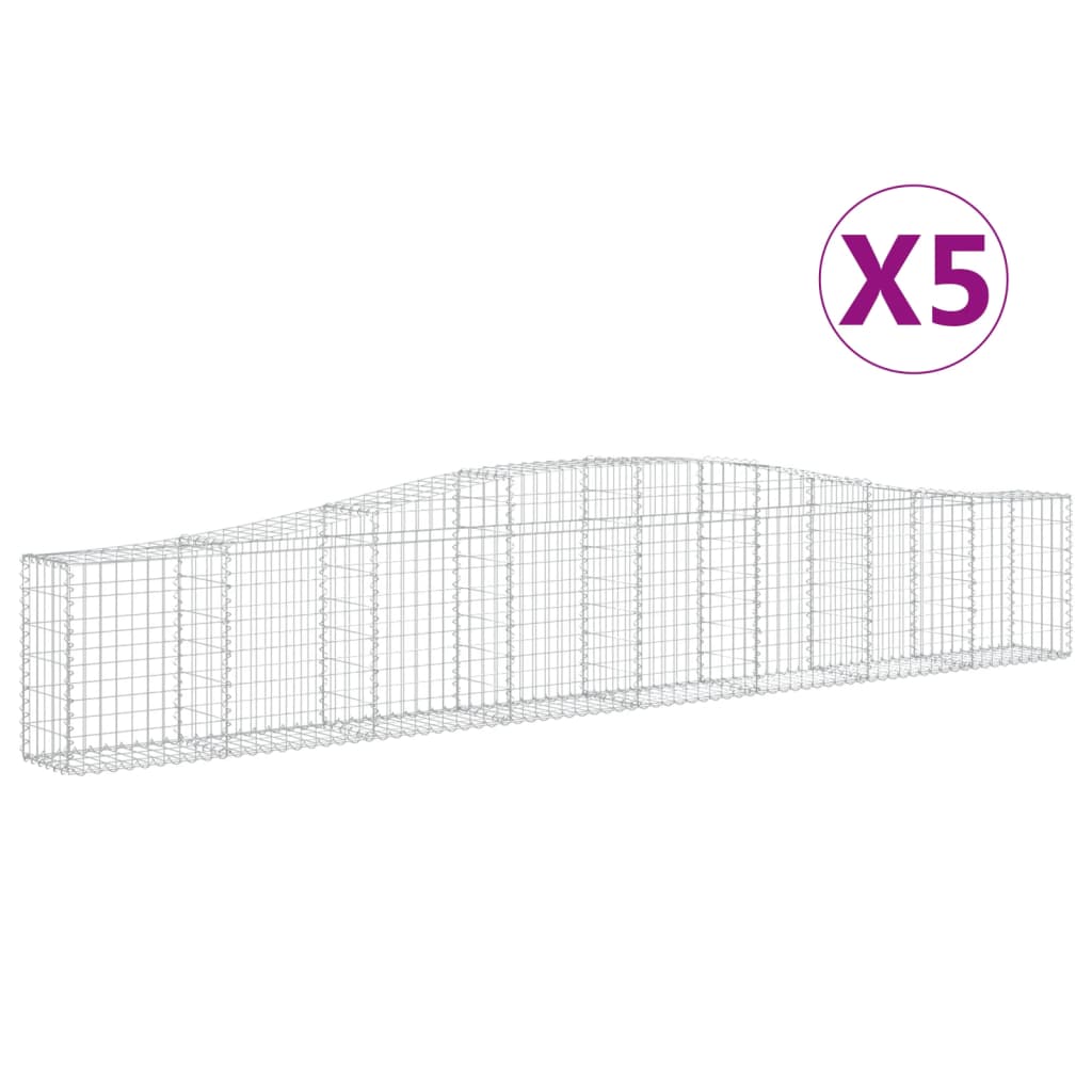 vidaXL Gabionkurver buede 5 stk 400x30x60/80 cm galvanisert jern