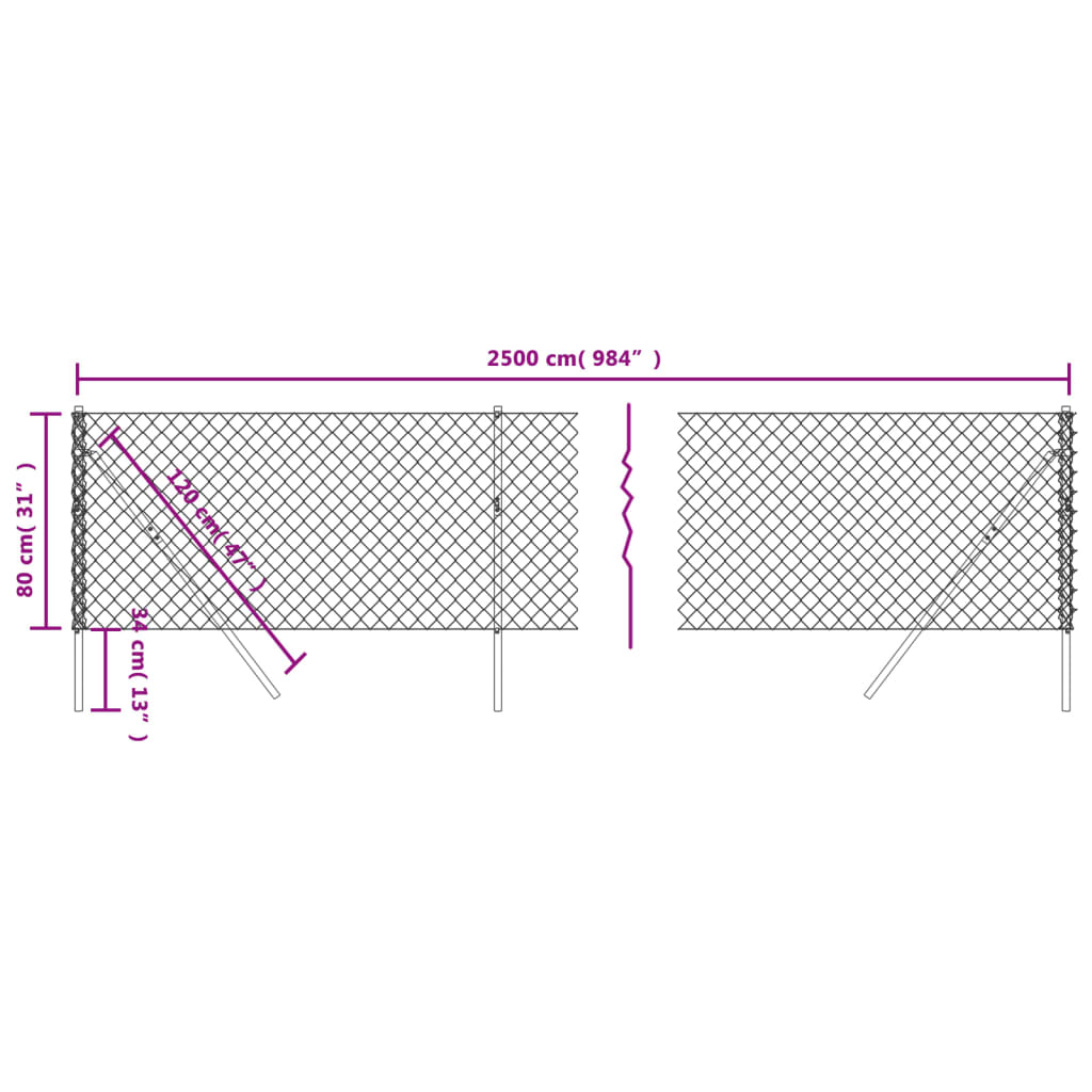 vidaXL Kjedegjerde grønn 0,8x25 m