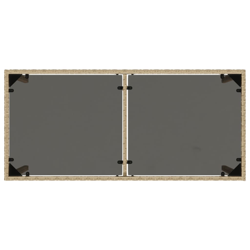 vidaXL Hagebord med glassplate beige 115x54x74 cm polyrotting