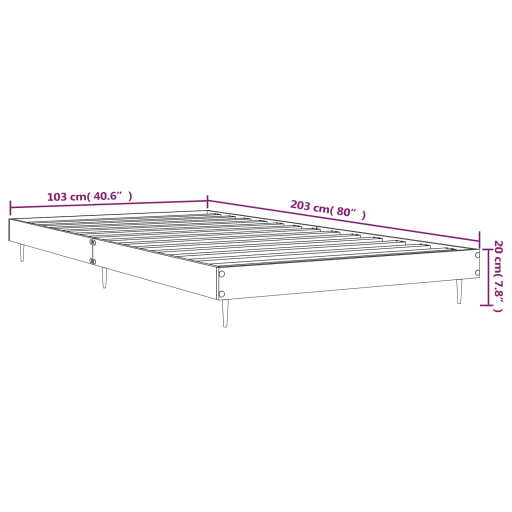 vidaXL Sengeramme uten madrass brun eik 100x200 cm konstruert tre