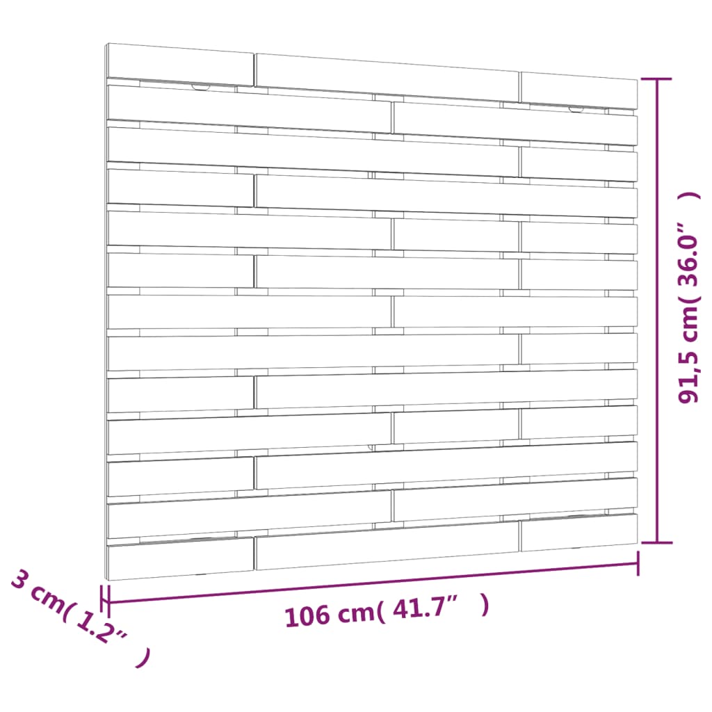 vidaXL Veggmontert hodegavl 106x3x91,5 cm heltre furu