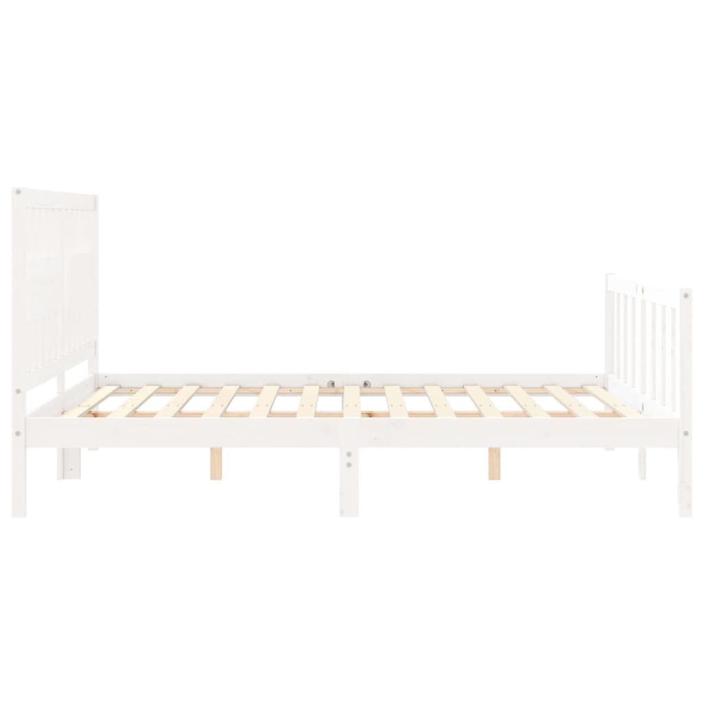 vidaXL Sengeramme med hodegavl hvit 5FT King Size heltre