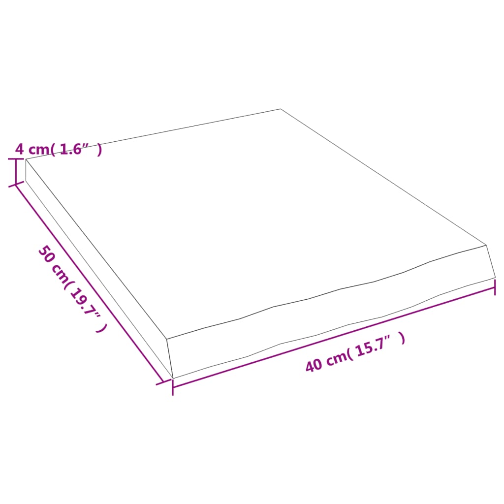 vidaXL Benkeplate til bad mørkebrun 40x50x(2-4) cm behandlet heltre