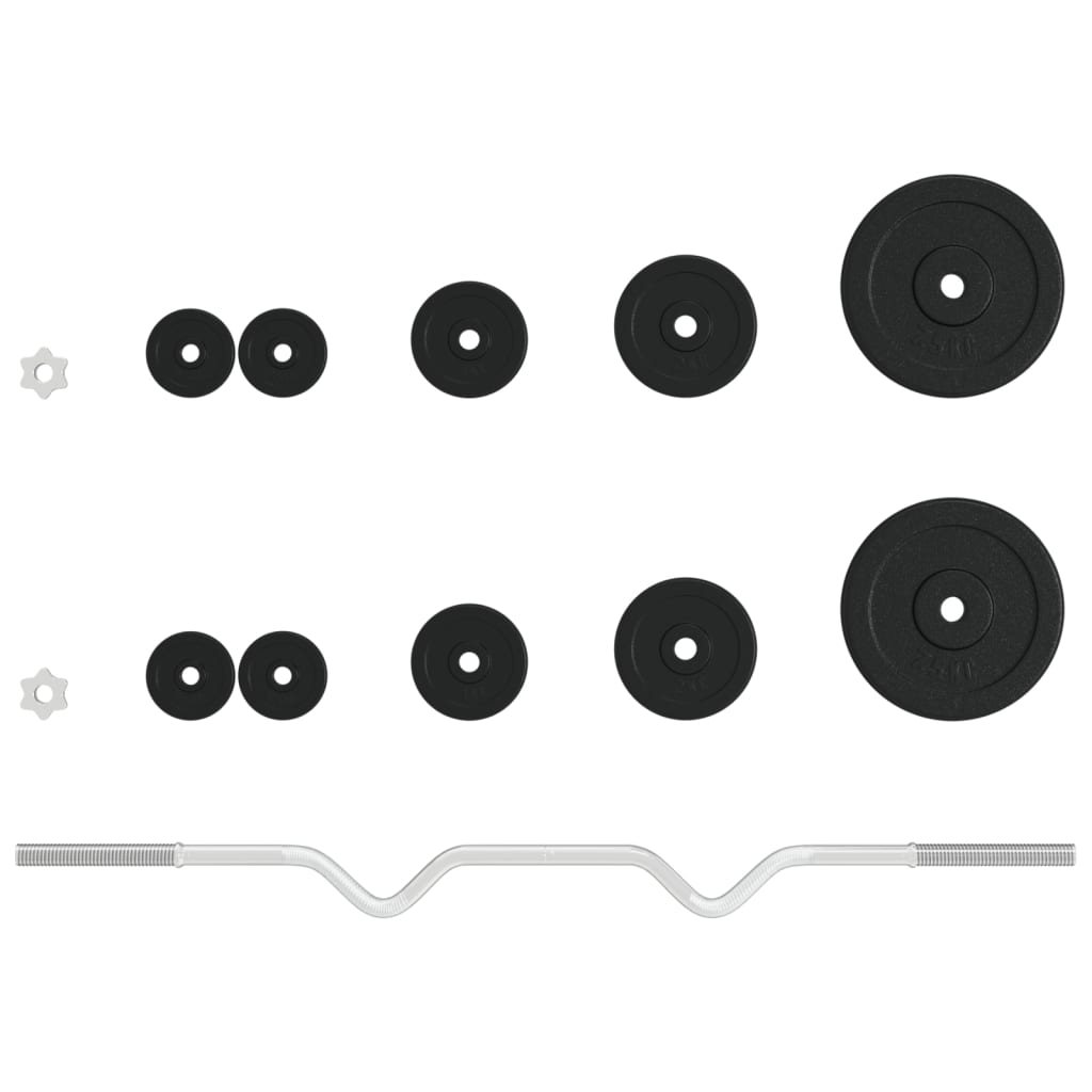 vidaXL Vektstang med platesett 30 kg støpejern & forkrommet stål