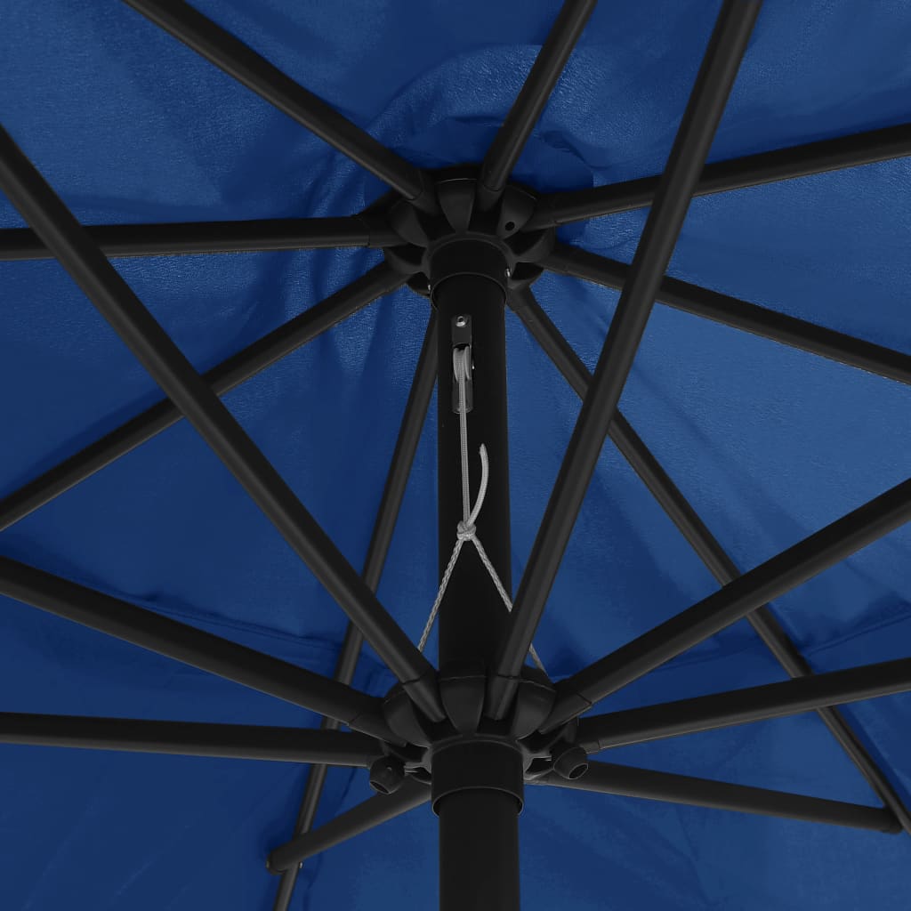 vidaXL Parasoll med metallstang 390 cm asurblå
