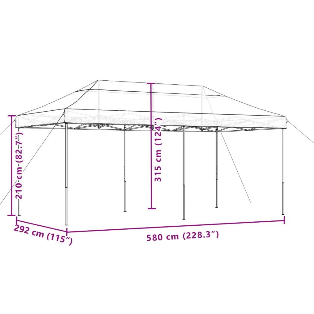 vidaXL Sammenleggbart partytelt pop-up oransje 580x292x315 cm