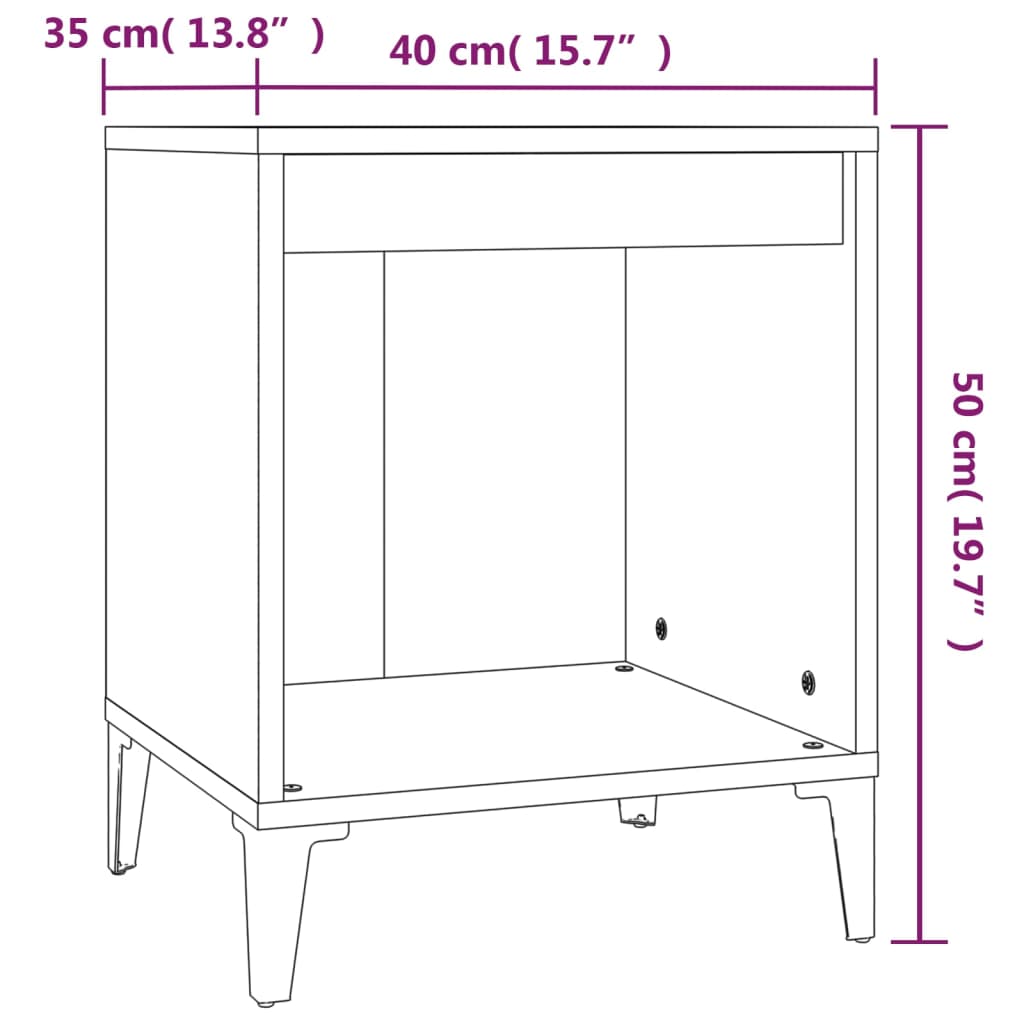 vidaXL Nattbord røkt eik 40x35x50 cm