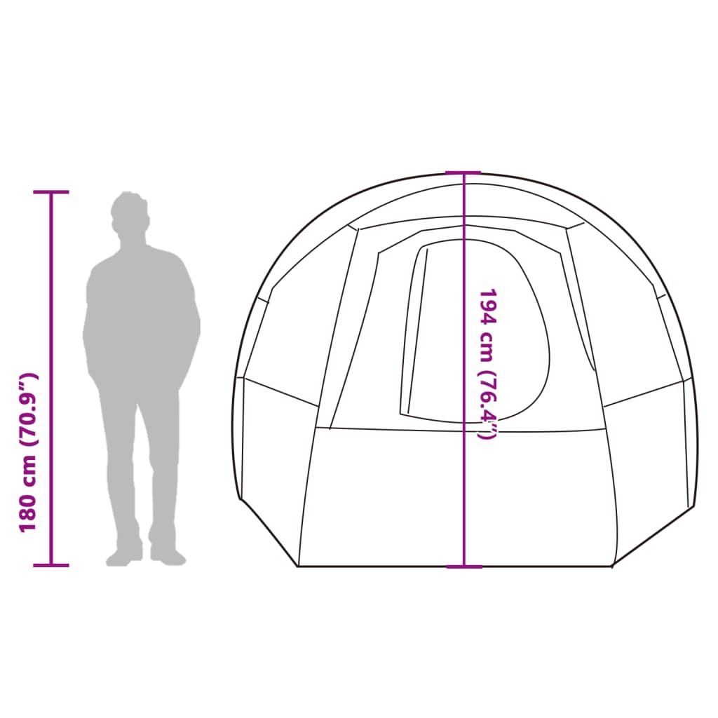 vidaXL Tunneltelt for camping 4 personer grå og oransje vanntett