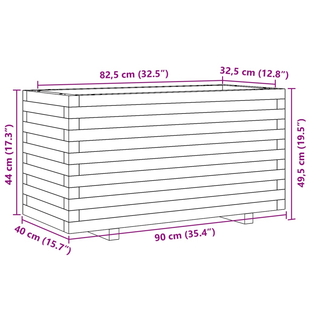 vidaXL Plantekasse 90x40x49,5 cm heltre furu