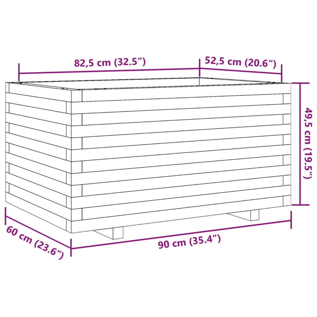 vidaXL Plantekasse hvit 90x60x49,5 cm heltre furu