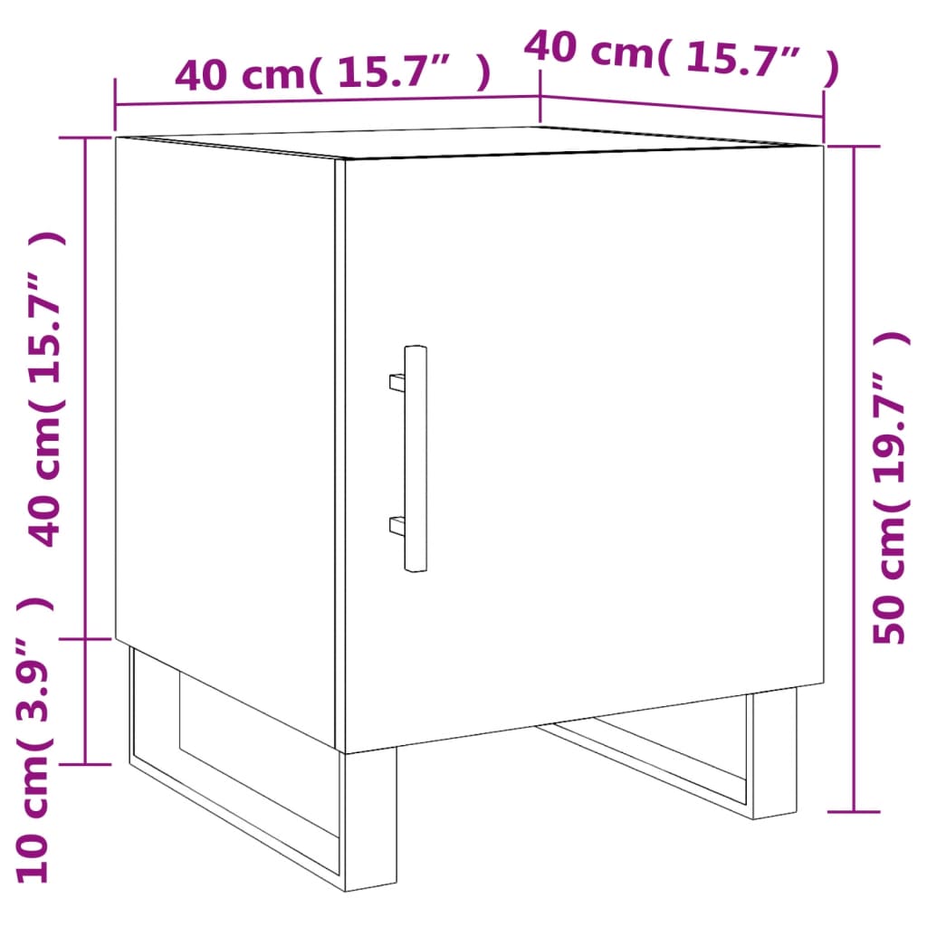 vidaXL Nattbord sonoma eik 40x40x50 cm konstruert tre