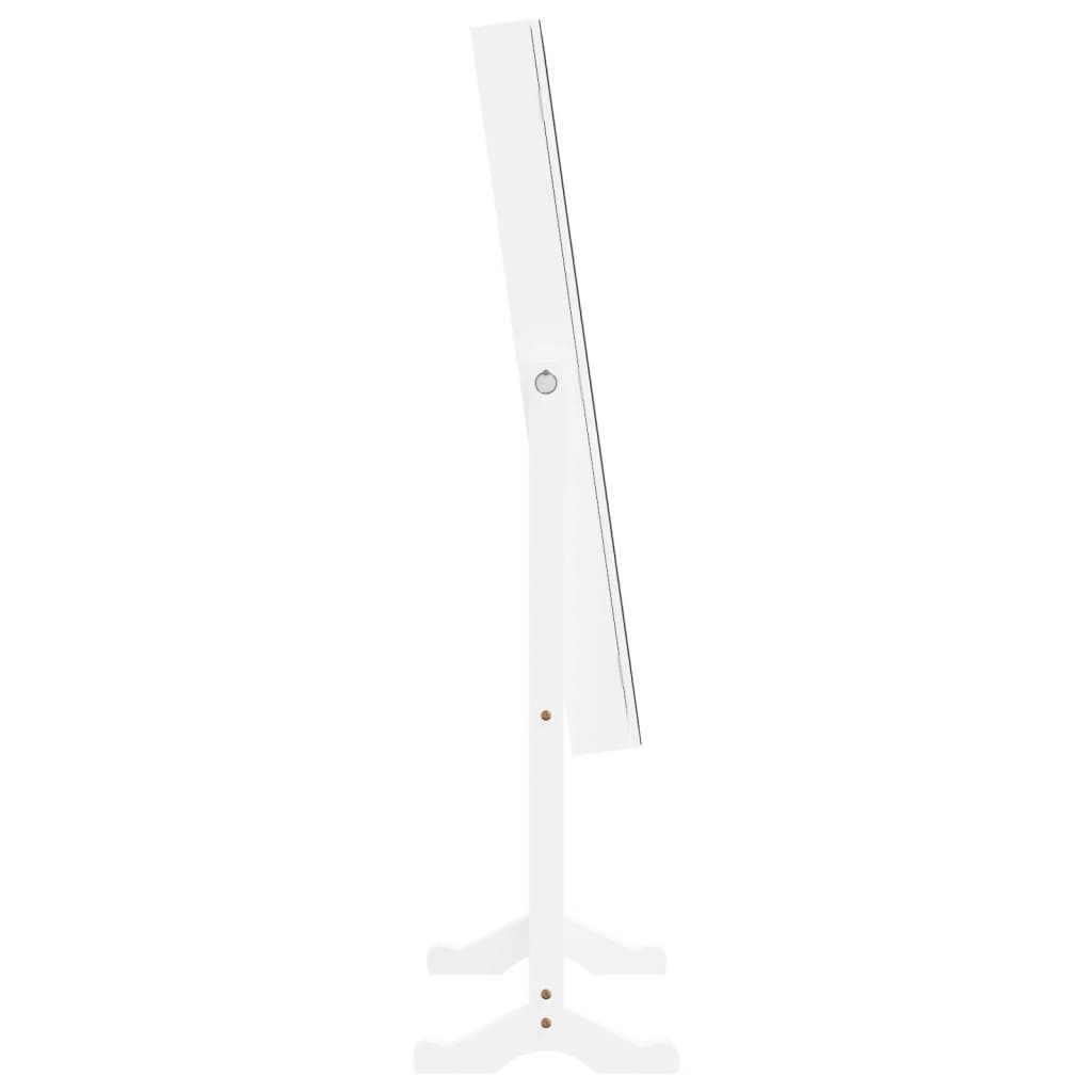 vidaXL Smykkeskap med speil og LED-lys frittstående hvitt
