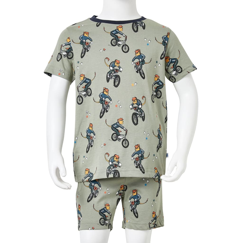 Pyjamas for barn med korte ermer lysekaki 128