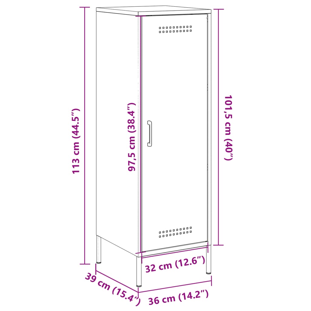 vidaXL Highboard olivengrønn 36x39x113 cm stål