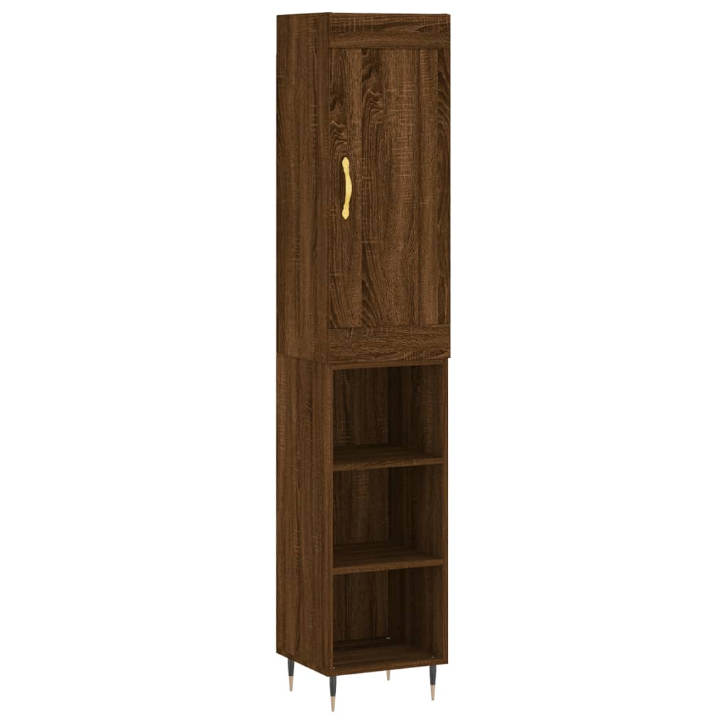 vidaXL Highboard brun eik 34,5x34x180 cm konstruert tre