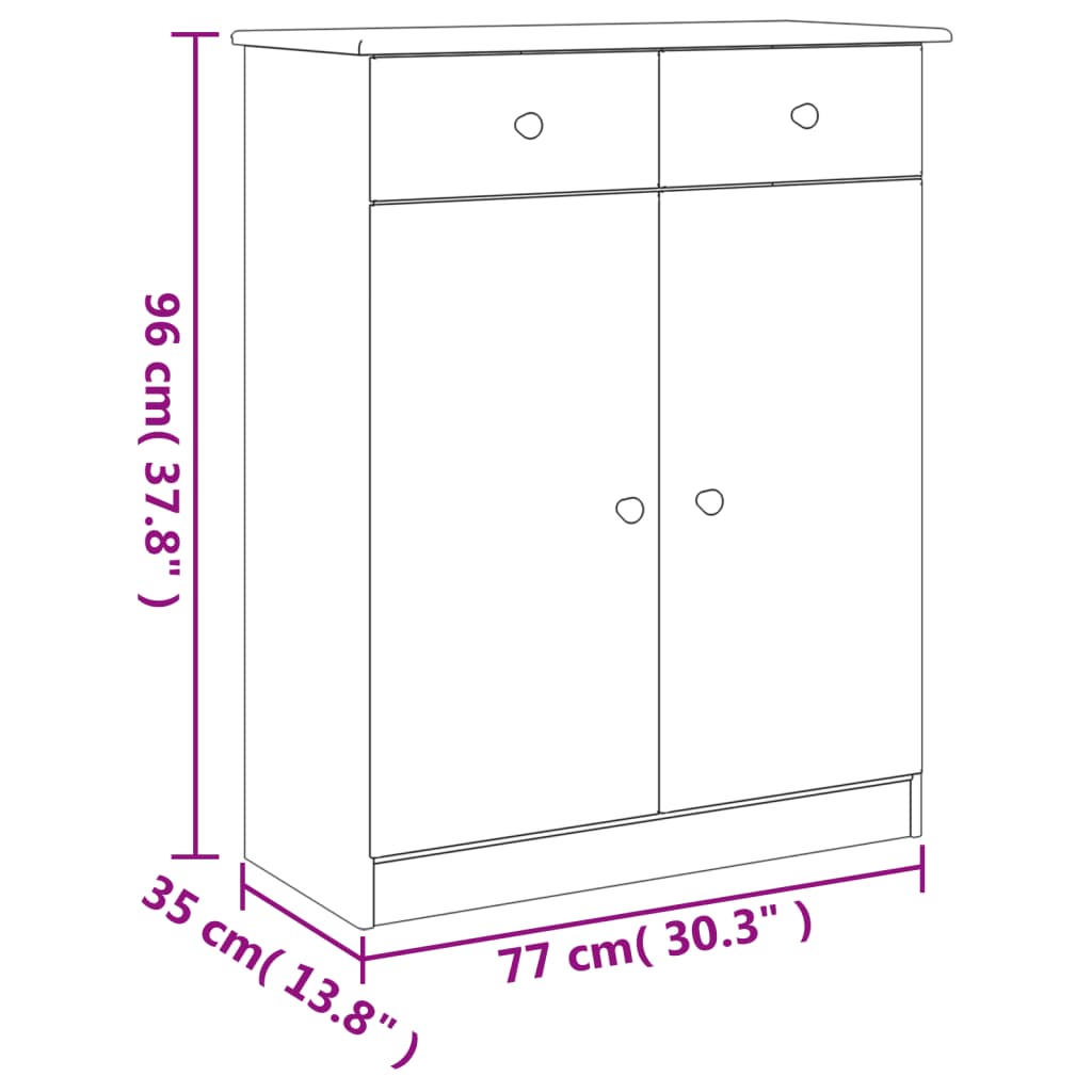 vidaXL Skoskap ALTA 77x35x96 cm heltre furu