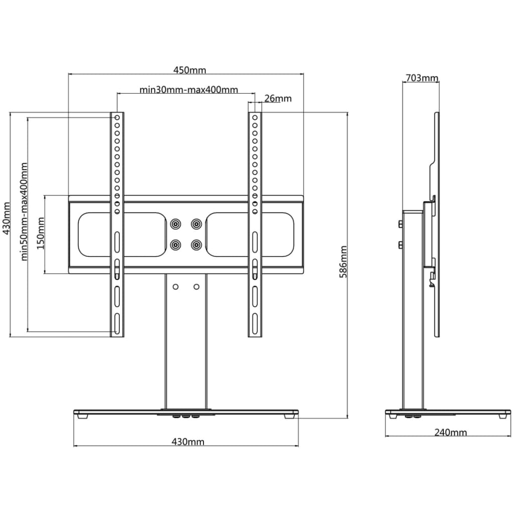 vidaXL TV-stativ for 26-42 tommers skjerm maks. VESA 400x400 mm 30 kg