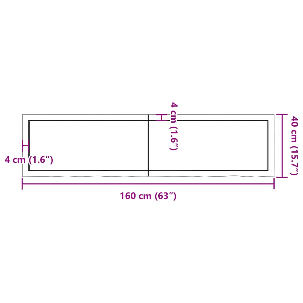 vidaXL Vegghylle mørkebrun 160x40x(2-4) cm behandlet heltre eik