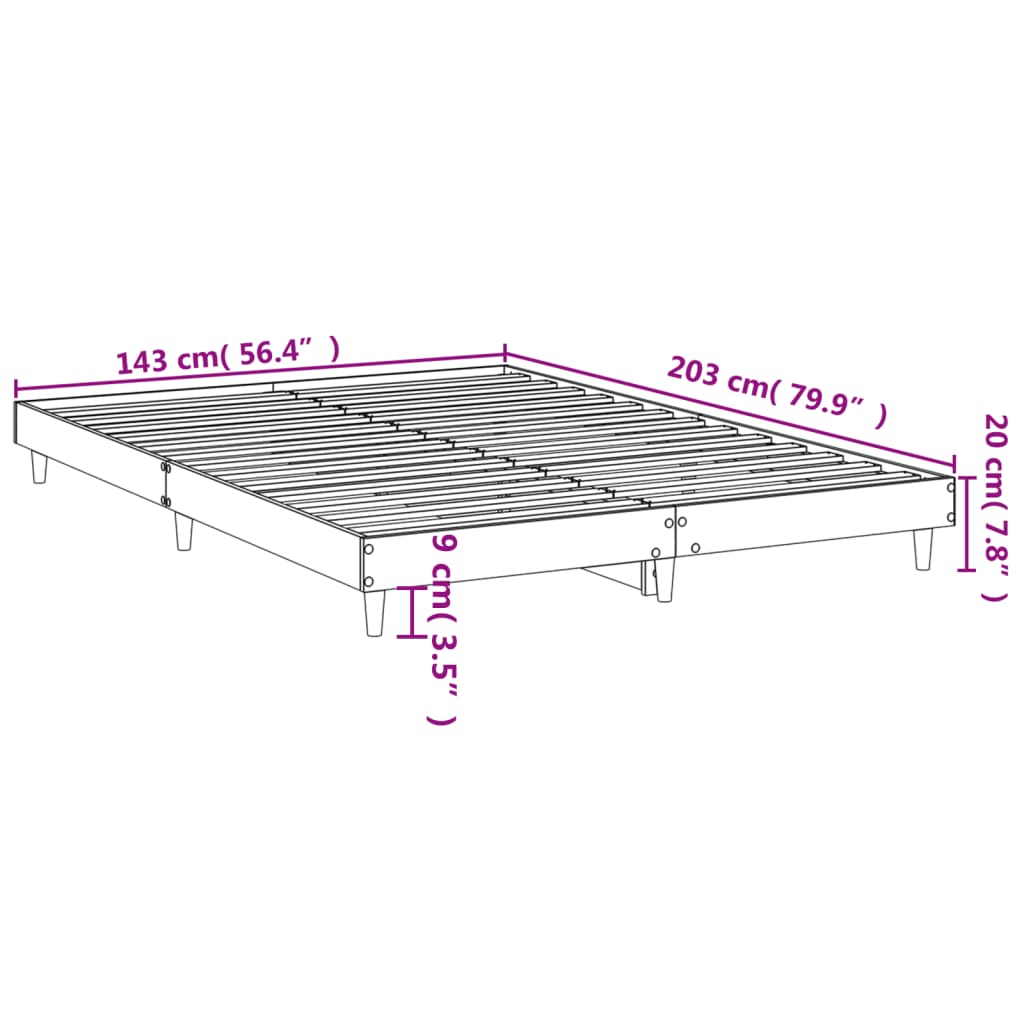 vidaXL Sengeramme uten madrass sonoma eik 140x200 cm konstruert tre