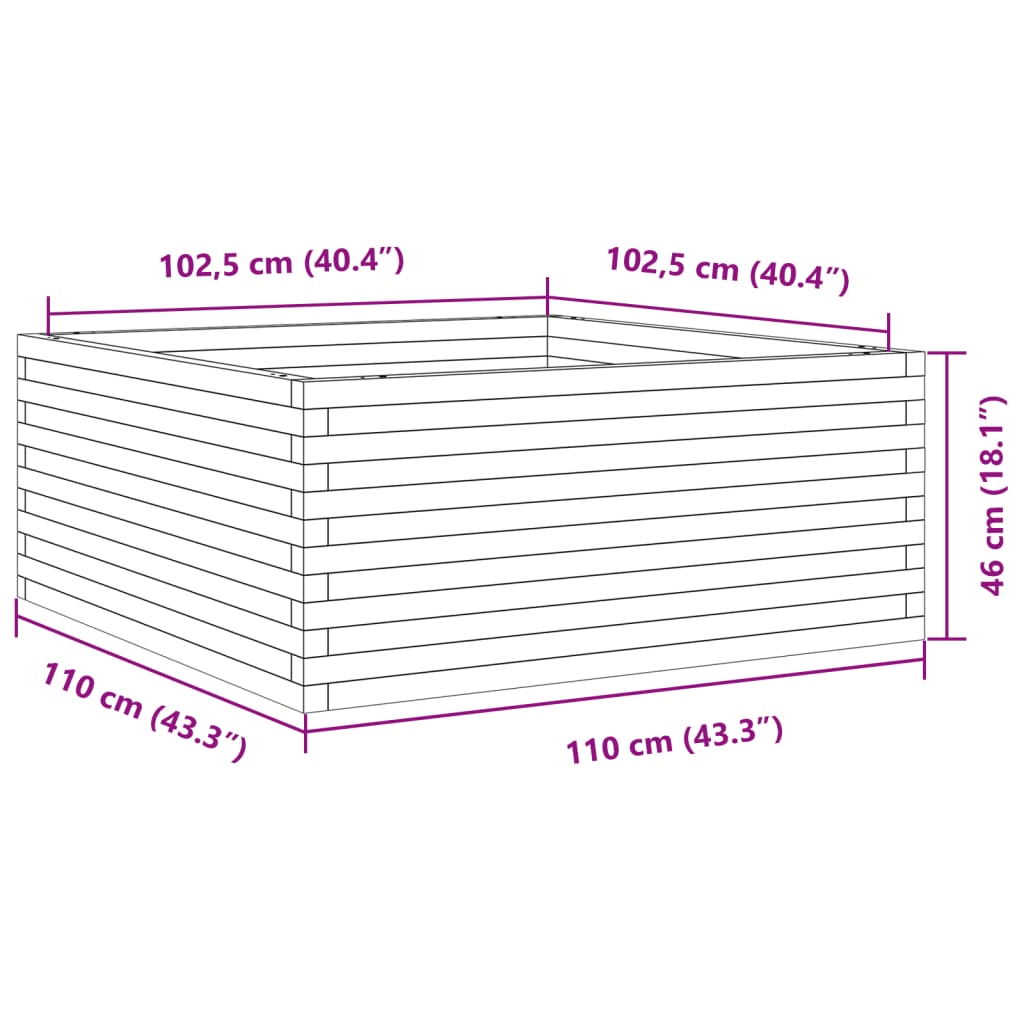 vidaXL Plantekasse 110x110x46 cm heltre furu