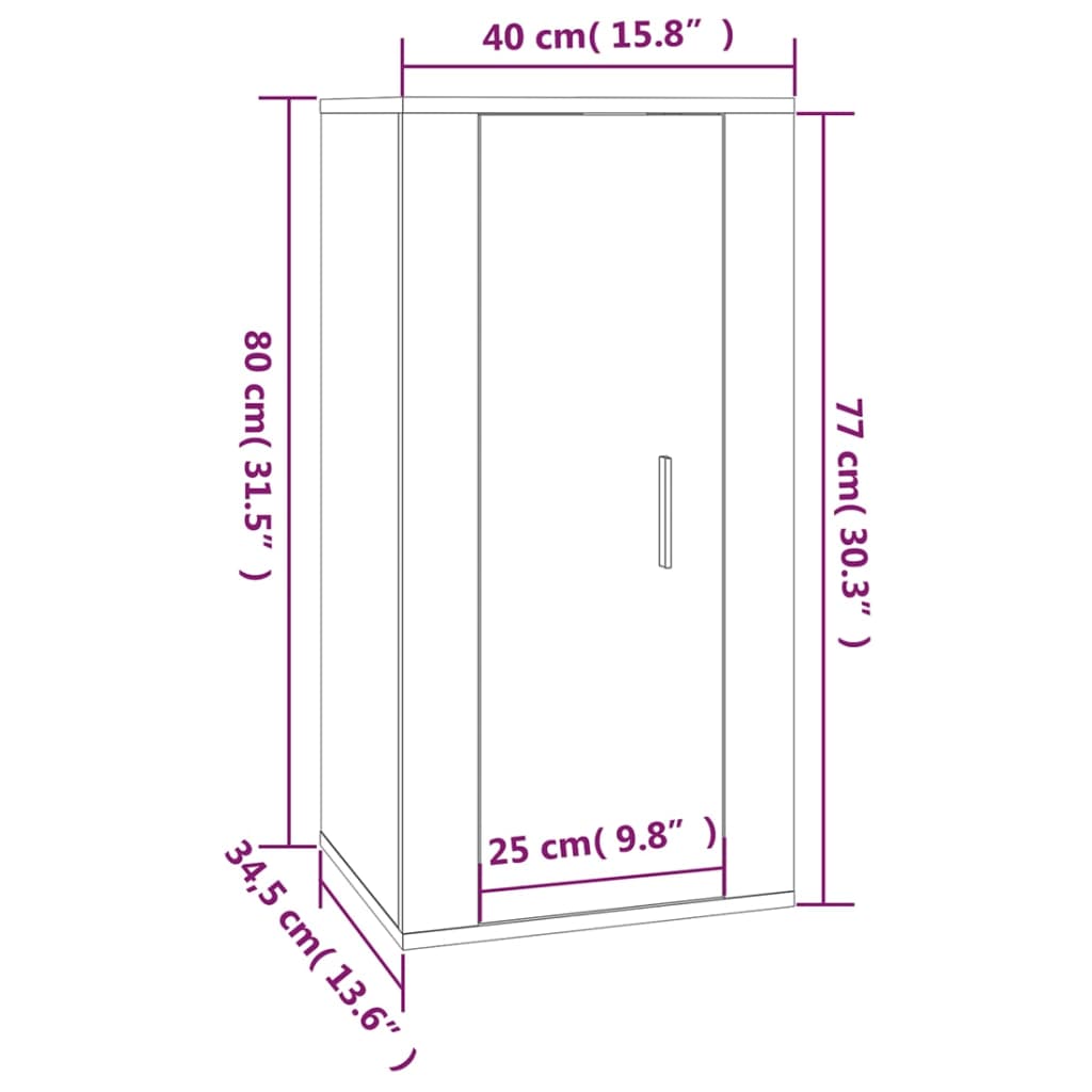 vidaXL Vegghengt TV-benk røkt eik 40x34,5x80 cm