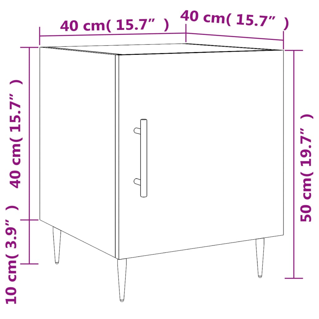 vidaXL Nattbord brun eik 40x40x50 cm konstruert tre