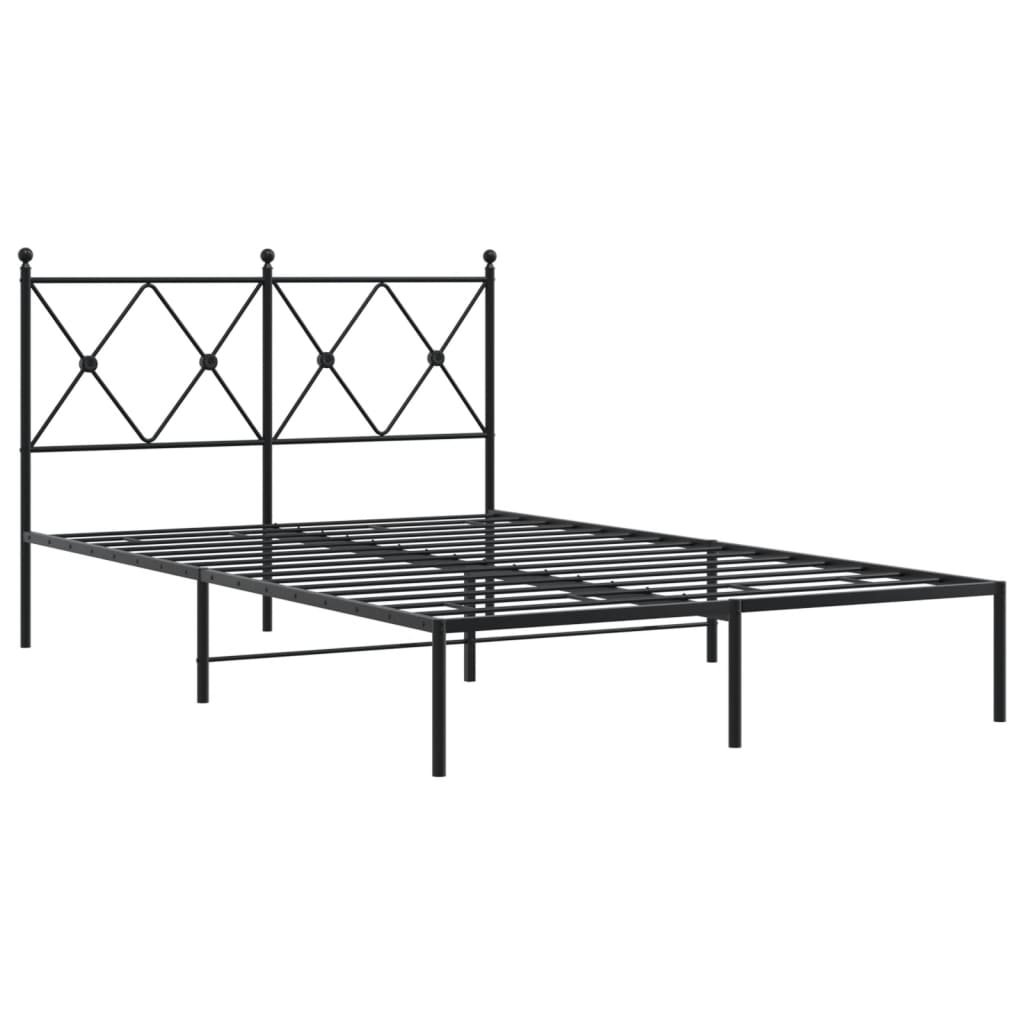 vidaXL Sengeramme i metall med sengegavl svart 120x200 cm