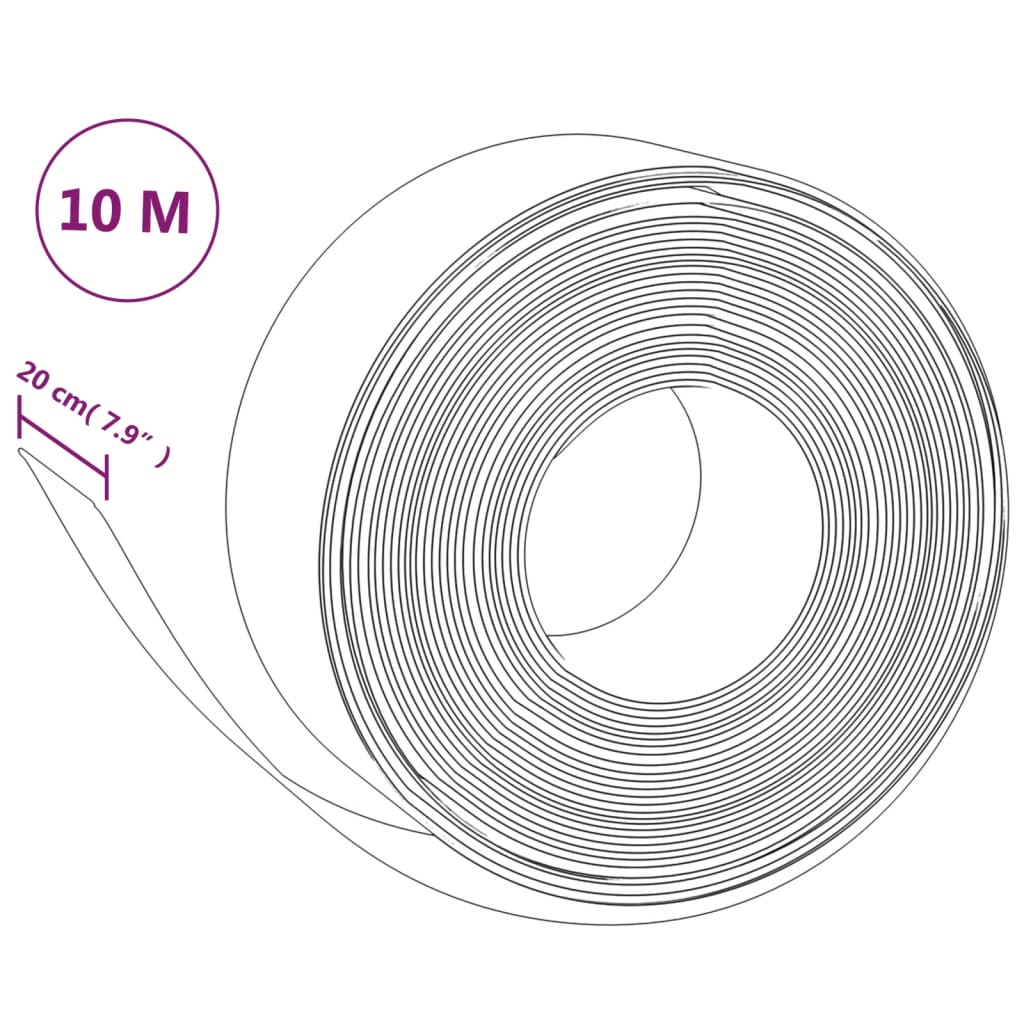 vidaXL Hagekanter 5 stk grå 10 m 20 cm polyetylen