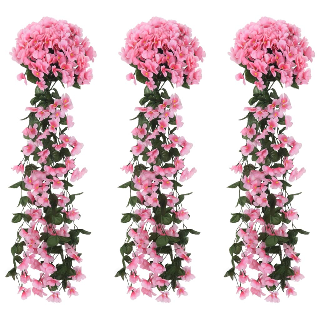 vidaXL Blomsterkranser for jul 3 stk rosa 85 cm